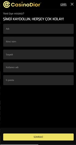 Casinodior üyelik işlemlerinizi çok kısa sürede tamamlayabilirsiniz.